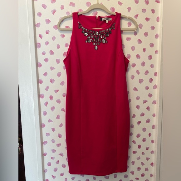 Jennifer Lopez Dresses & Skirts - Women's Jennifer Lopez Embellished Ponte Sheath Dress Size 6in Electric Magenta